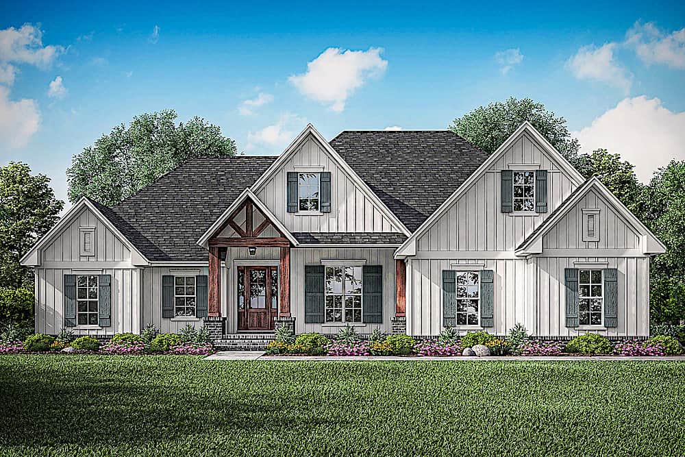 Farmhouse home (ThePlanCollection: Plan #142-1213)