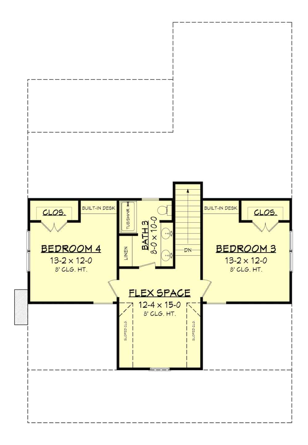 Floor Plan Upper Level of Farmhouse Plan #142-1214