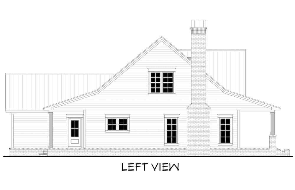 Home Plan Left Elevation of this 4-Bedroom,2533 Sq Ft Plan -142-1214