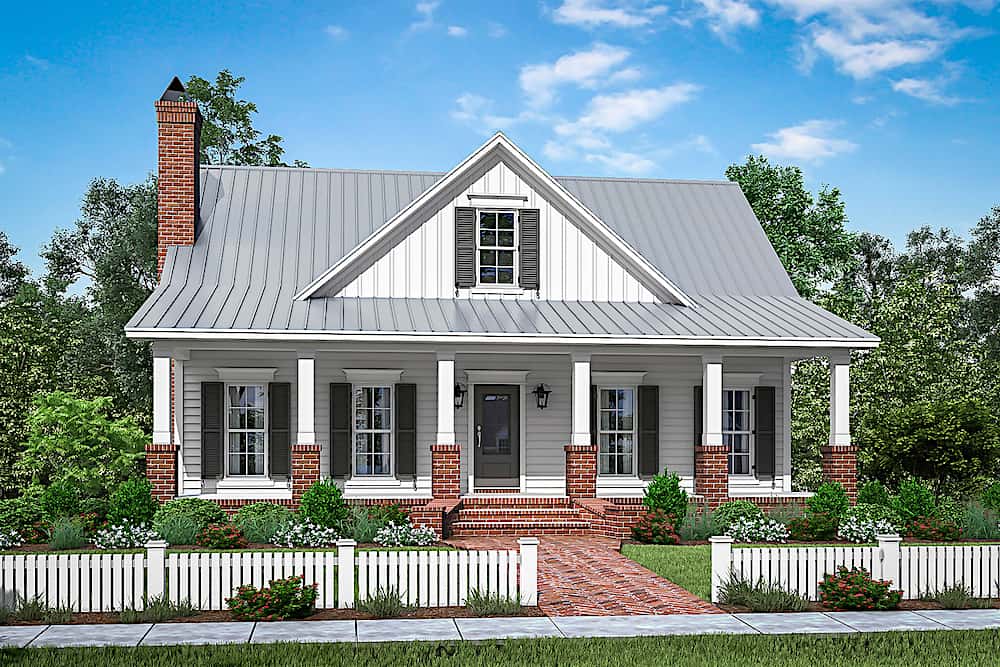 Farmhouse home (ThePlanCollection: Plan #142-1214)
