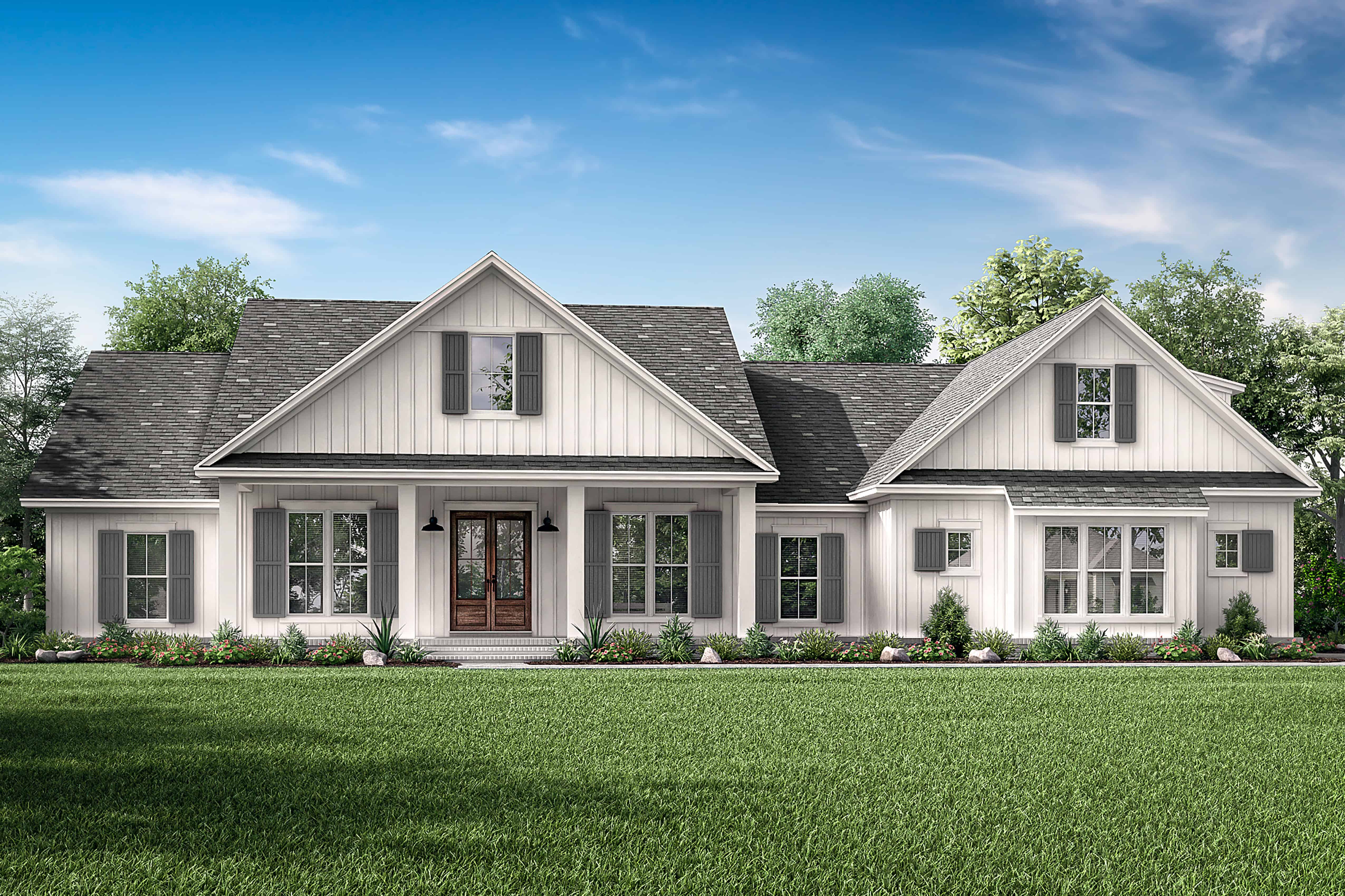 Farmhouse home (ThePlanCollection: Plan #142-1218)