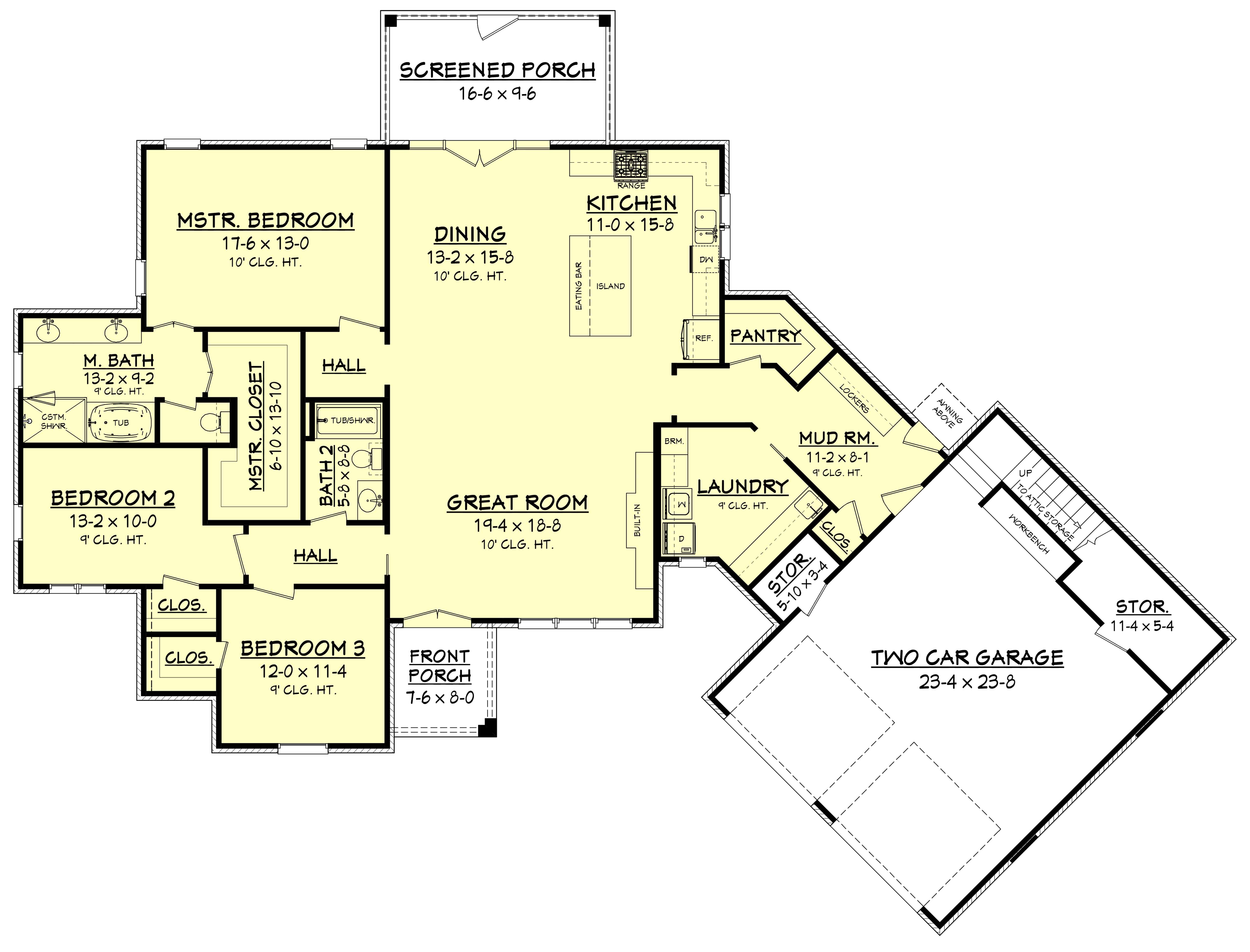 Floor Plan Main Level of Tudor Plan #142-1219
