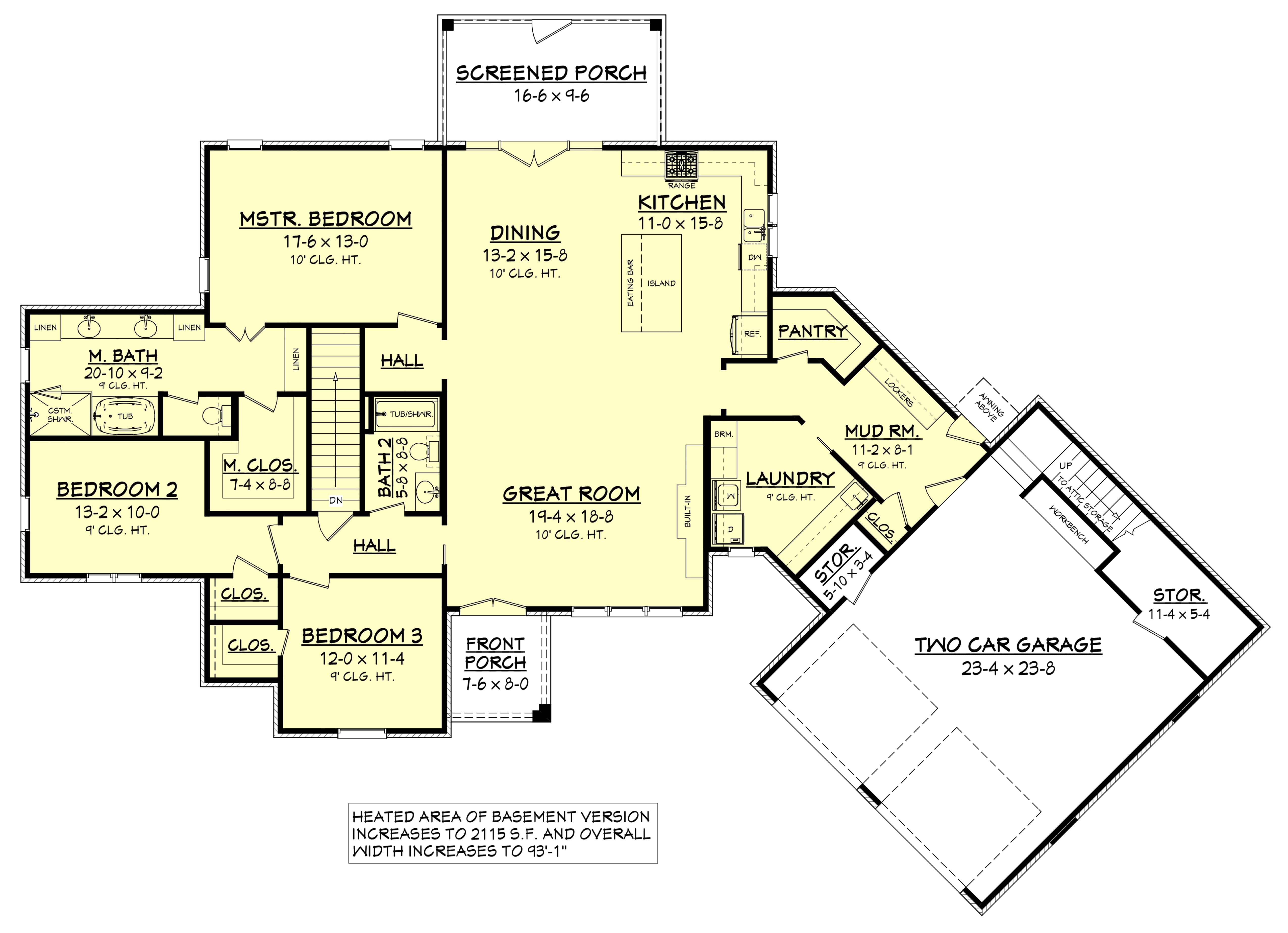 Floor Plan Main Level of Tudor Plan #142-1219