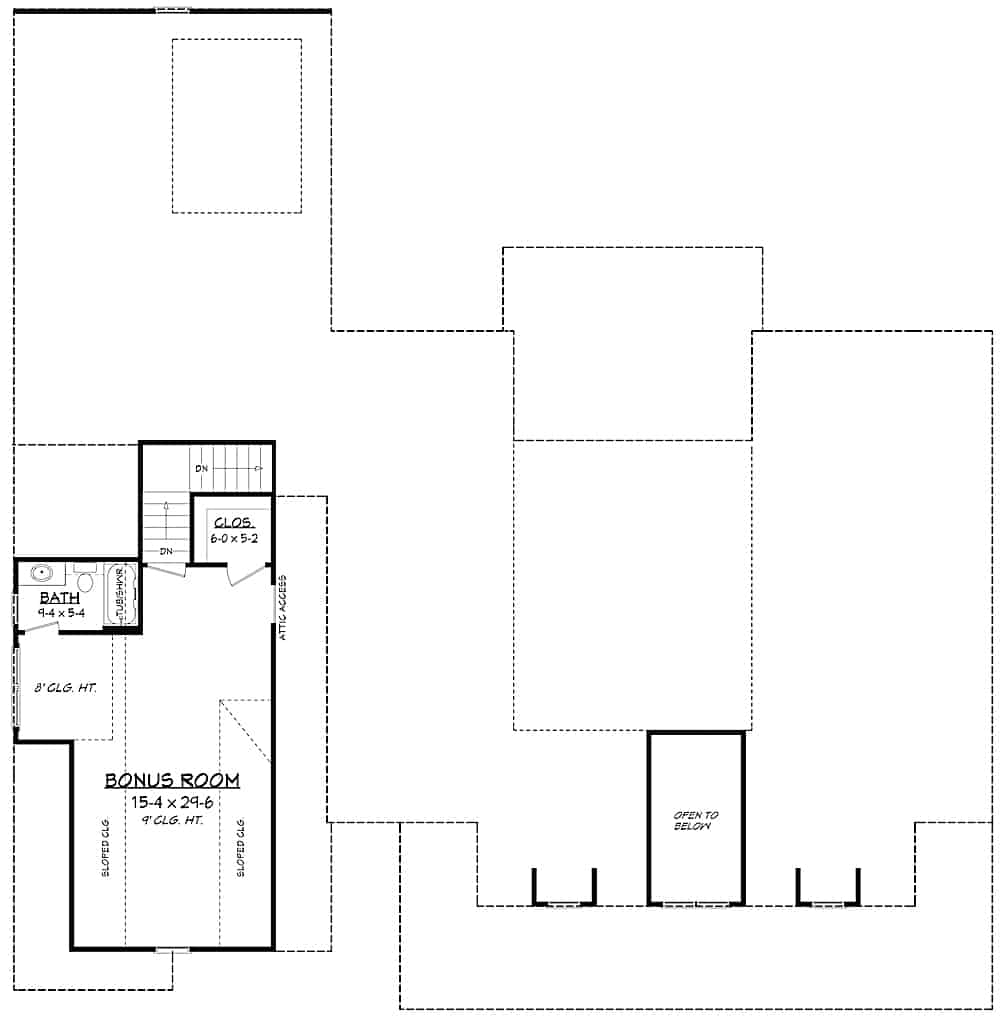 Floor Plan Bonus Room of Farmhouse Plan #142-1220