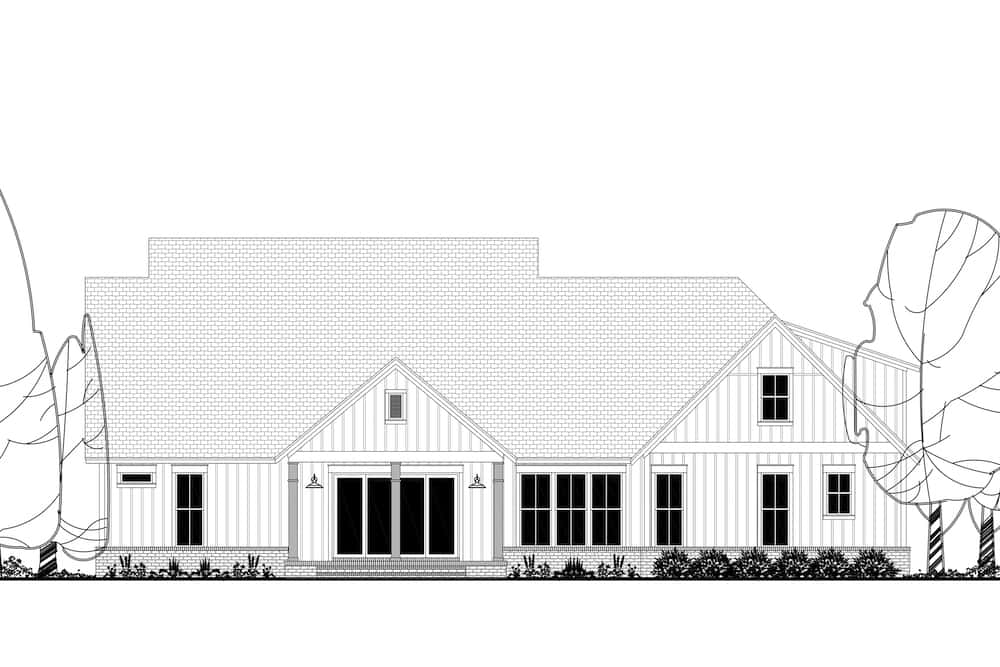 Home Plan Rear Elevation of this 4-Bedroom,2926 Sq Ft Plan -142-1220