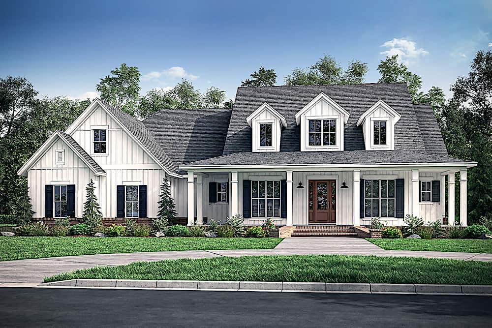 Farmhouse style home (ThePlanCollection: Plan #142-1220)