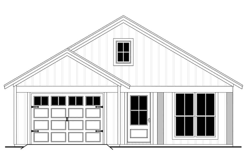 Home Plan Front Elevation of this 3-Bedroom,1292 Sq Ft Plan -142-1221