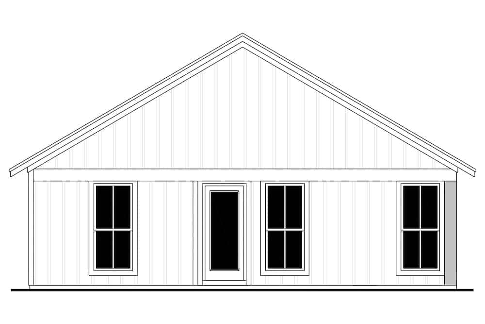 Home Plan Rear Elevation of this 3-Bedroom,1292 Sq Ft Plan -142-1221