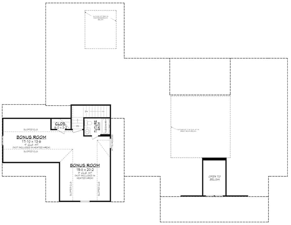 Floor Plan Bonus Room of Farmhouse Plan #142-1224