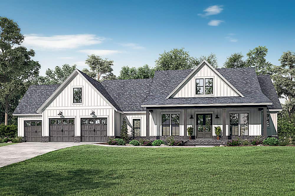Farmhouse style home (ThePlanCollection: Plan #142-1224)