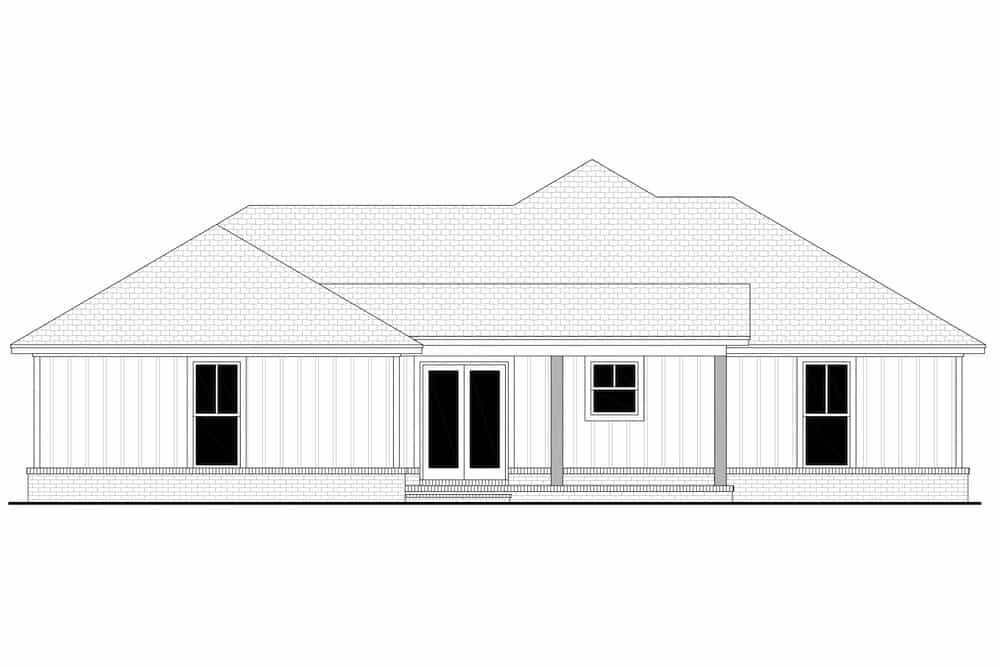 Home Plan Rear Elevation of this 3-Bedroom,1327 Sq Ft Plan -142-1226