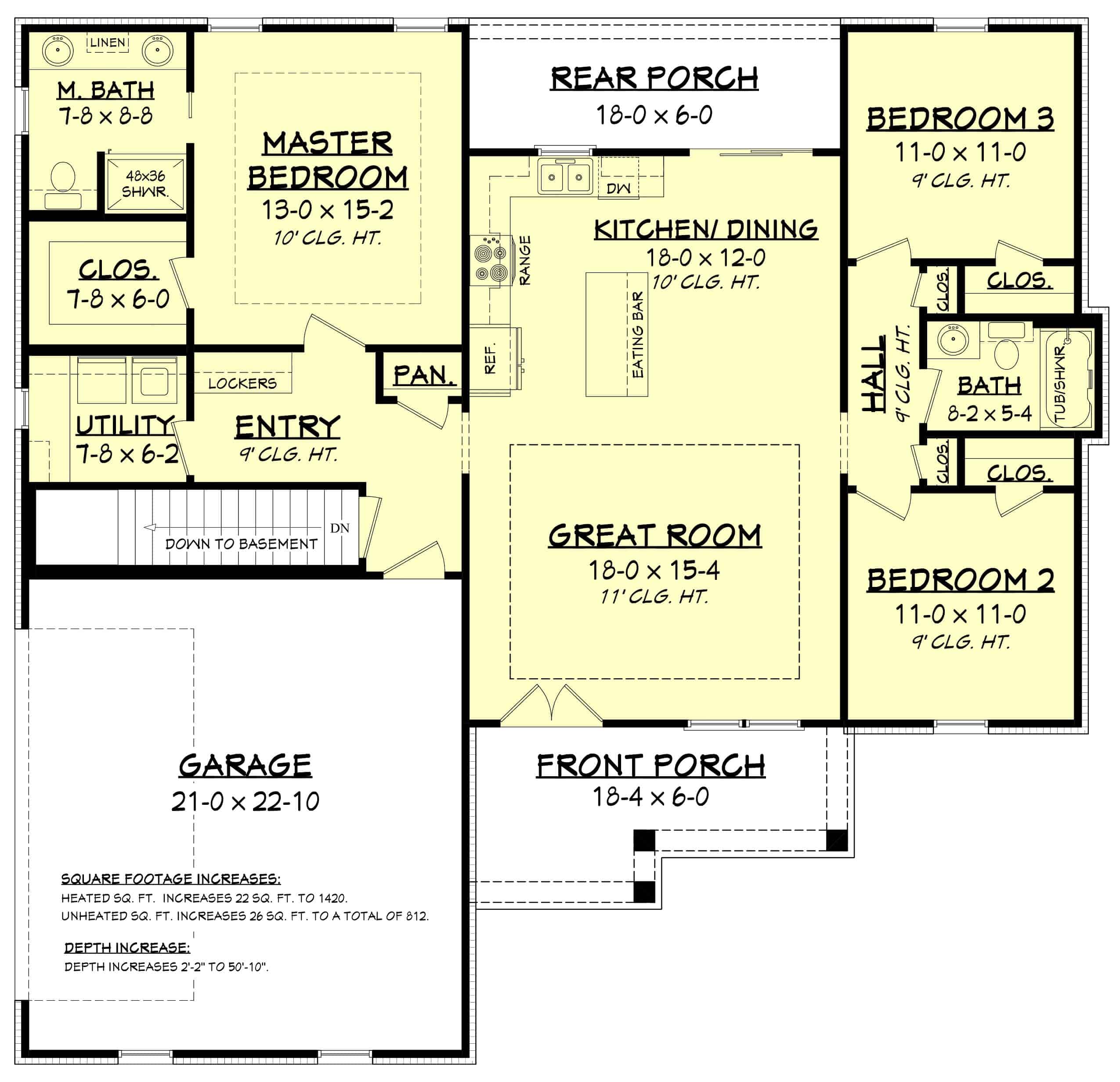 Main Level of Ranch Plan #142-1228
