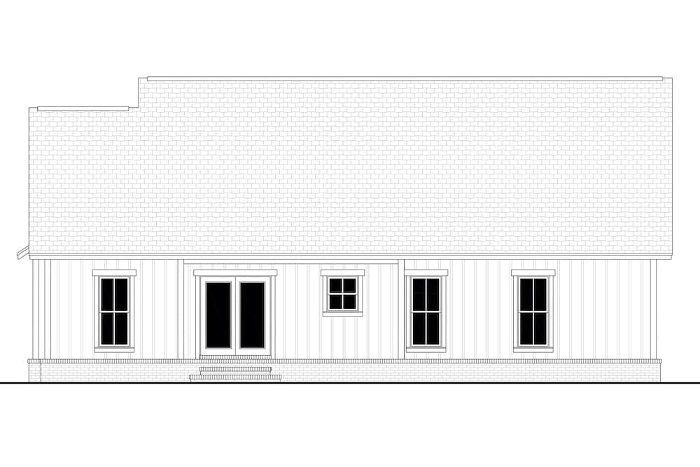 Home Plan Rear Elevation of this 3-Bedroom,1398 Sq Ft Plan -142-1228