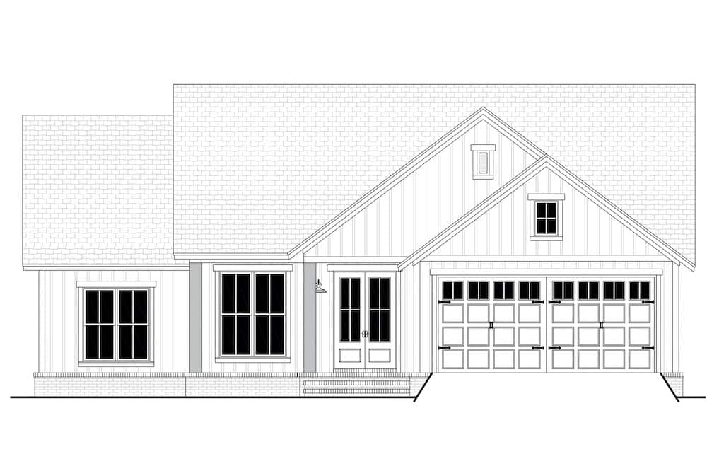 Home Plan Front Elevation of this 3-Bedroom,1521 Sq Ft Plan -142-1229