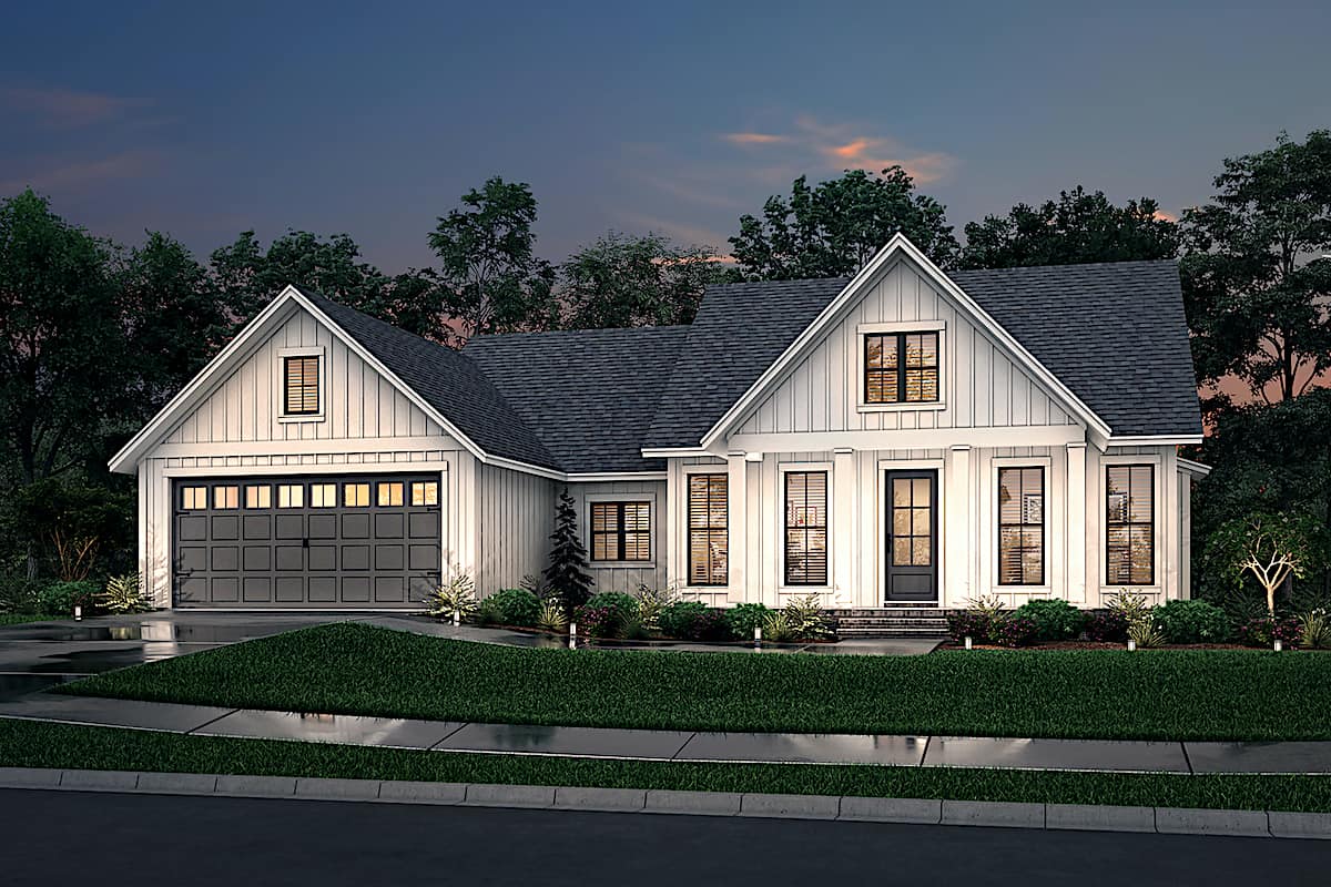 Home at Night of this 3-Bedroom, 1706 Sq Ft Plan - 142-1230
