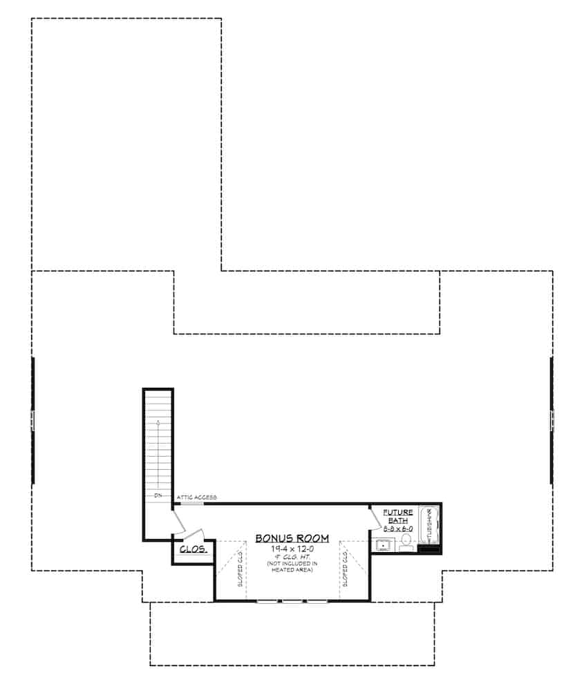 Floor Plan Bonus Room of Farmhouse Plan #142-1231