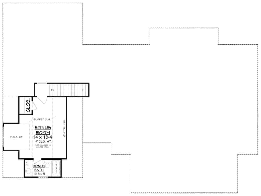 Floor Plan Bonus Room of Farmhouse Plan #142-1232