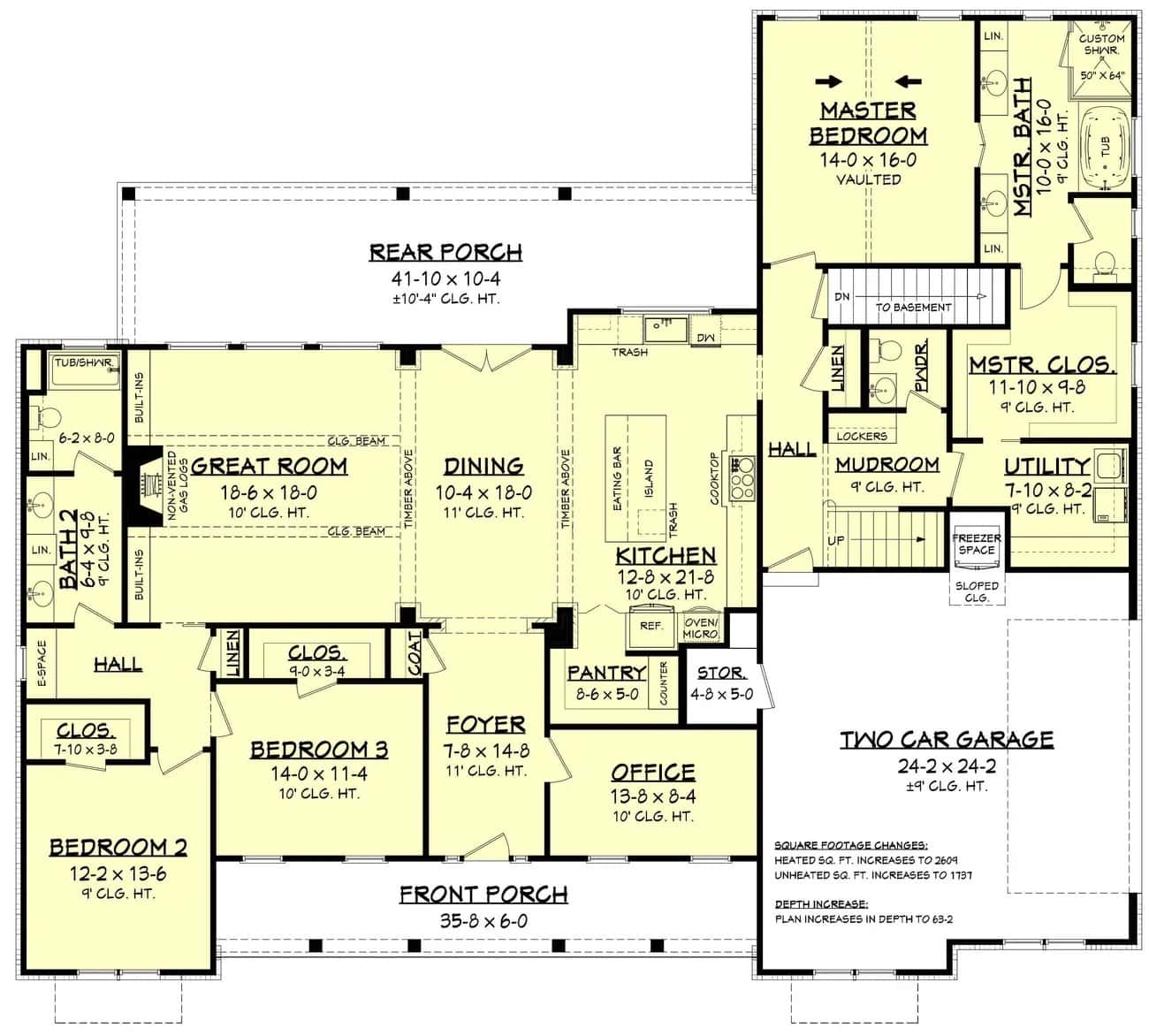 Main Level of Farmhouse Plan #142-1233