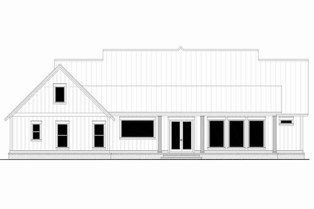 Home Plan Rear Elevation of this 3-Bedroom,2553 Sq Ft Plan -142-1233