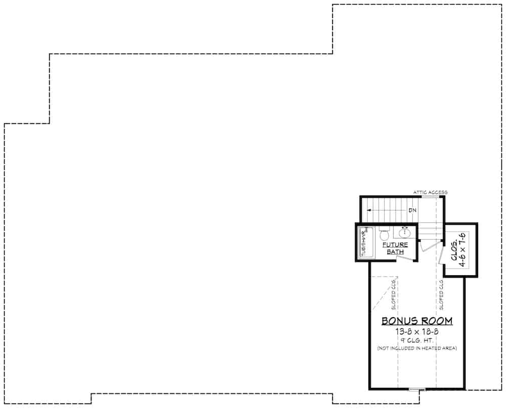 Floor Plan Bonus Room of Farmhouse Plan #142-1233