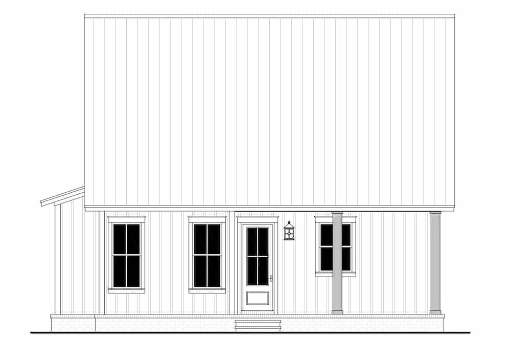 Home Plan Rear Elevation of this 2-Bedroom,1257 Sq Ft Plan -142-1236