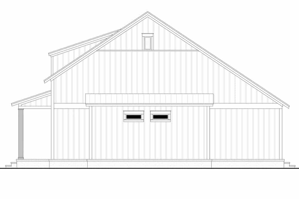Home Plan Right Elevation of this 2-Bedroom,1257 Sq Ft Plan -142-1236
