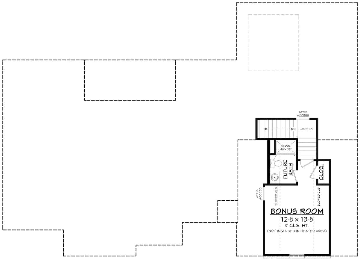 Floor Plan Bonus Room of Ranch Plan #142-1237