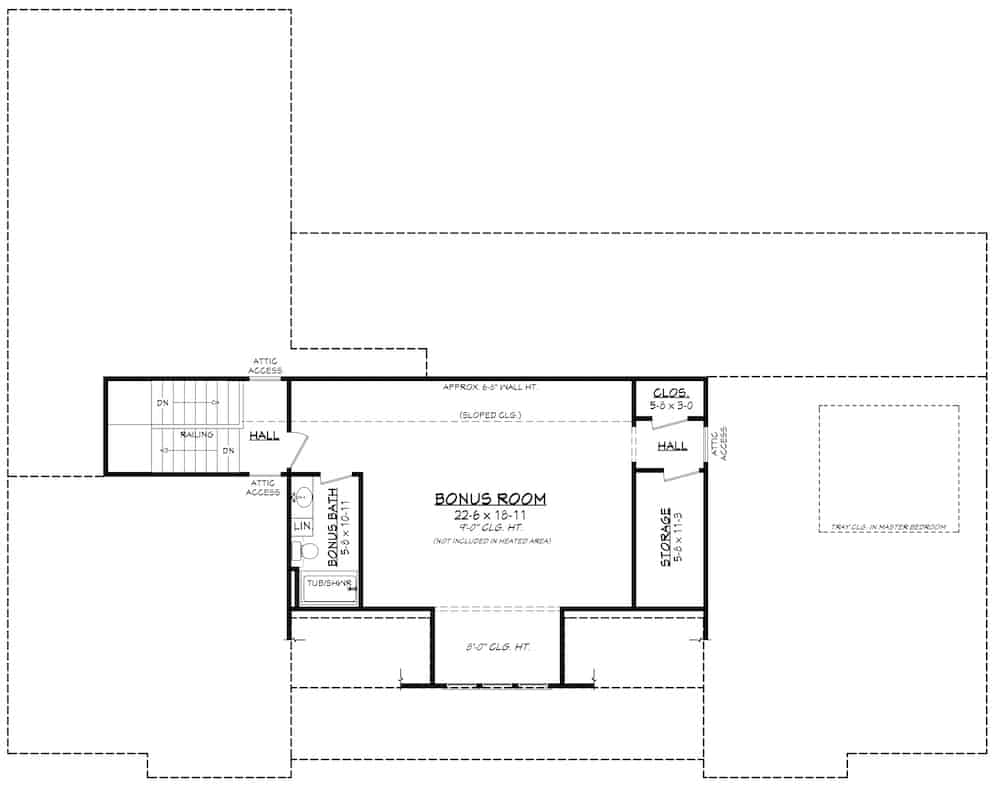 Floor Plan Bonus Room of Ranch Plan #142-1238
