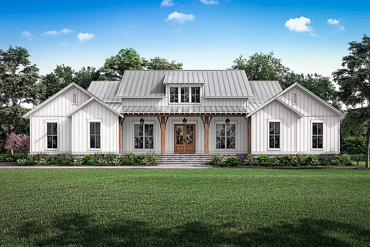 Farmhouse home (ThePlanCollection: Plan #142-1238)