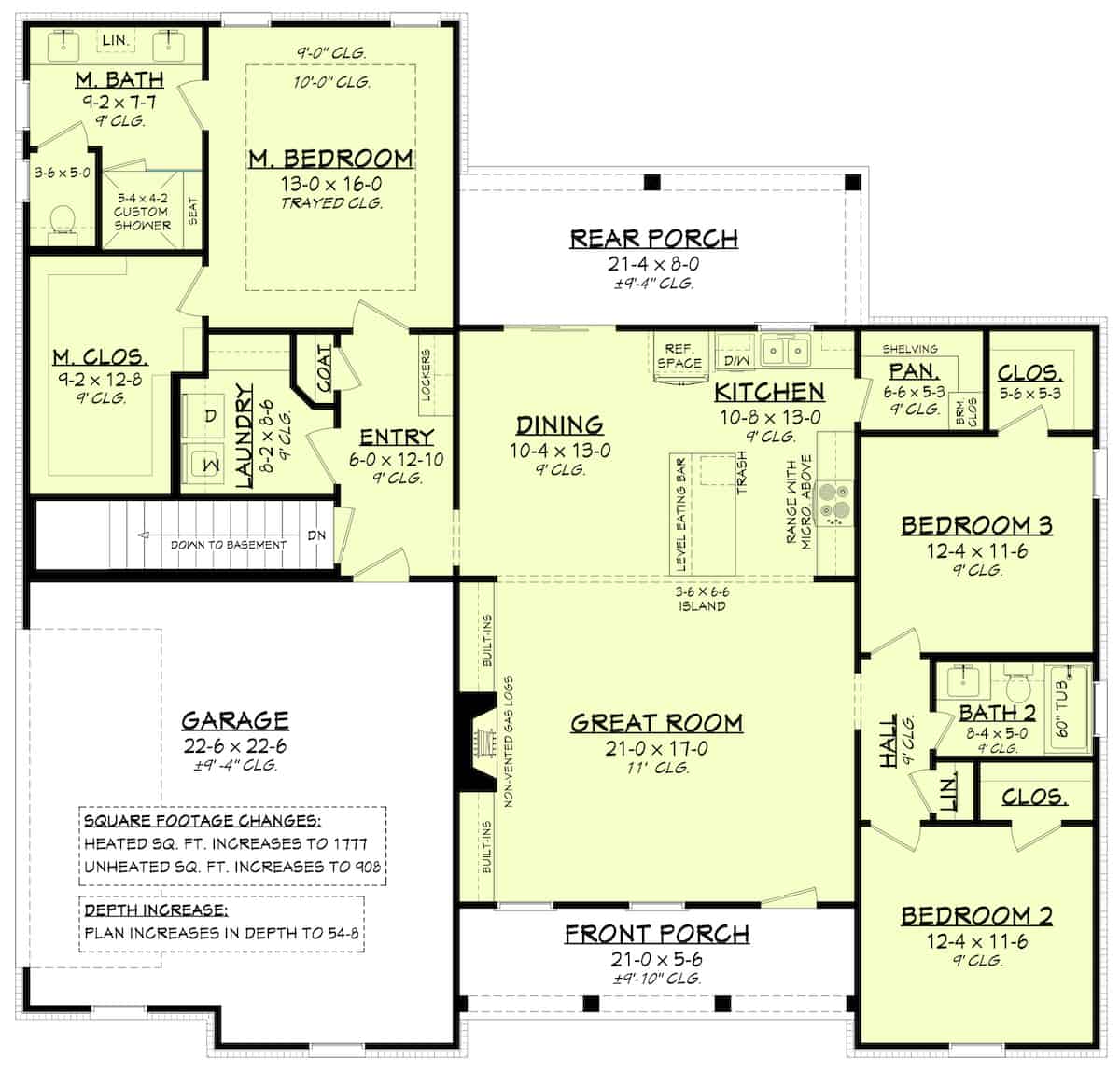 Floor Plan Main Level of Contemporary Plan #142-1240