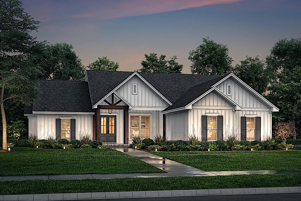 Home at Night of this 4-Bedroom, 1992 Sq Ft Plan - 142-1241