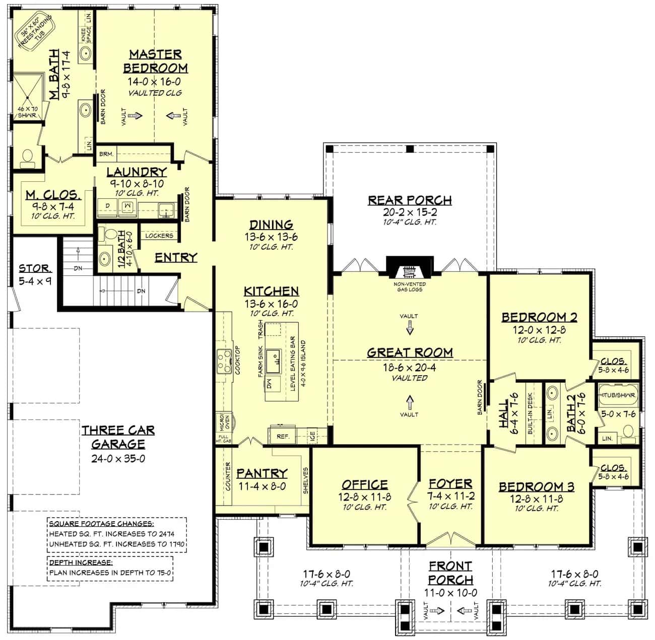 Main Level of Ranch Plan #142-1242