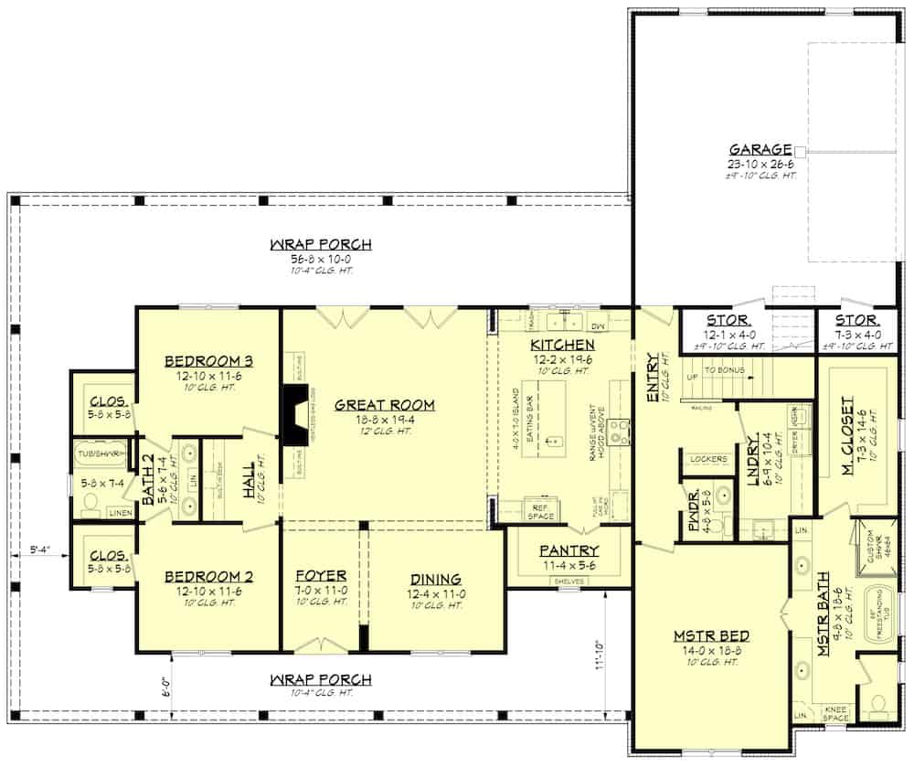 Floor Plan Main Level of Contemporary Plan #142-1243