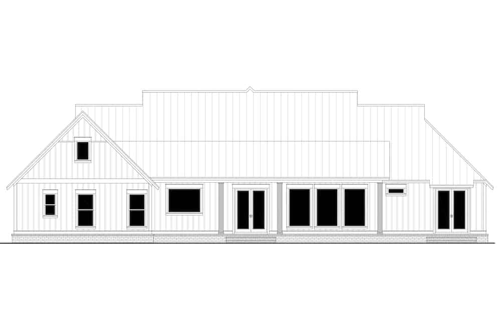 Home Plan Rear Elevation of this 4-Bedroom,3086 Sq Ft Plan -142-1244