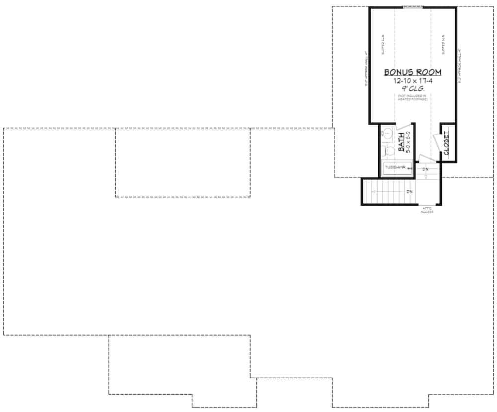Floor Plan Bonus Room of Contemporary Plan #142-1246