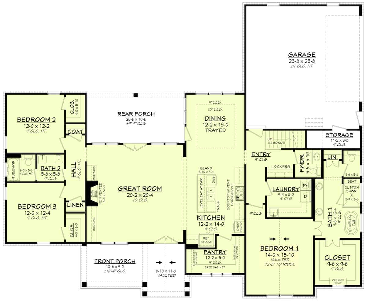 Floor Plan Main Level of Contemporary Plan #142-1246