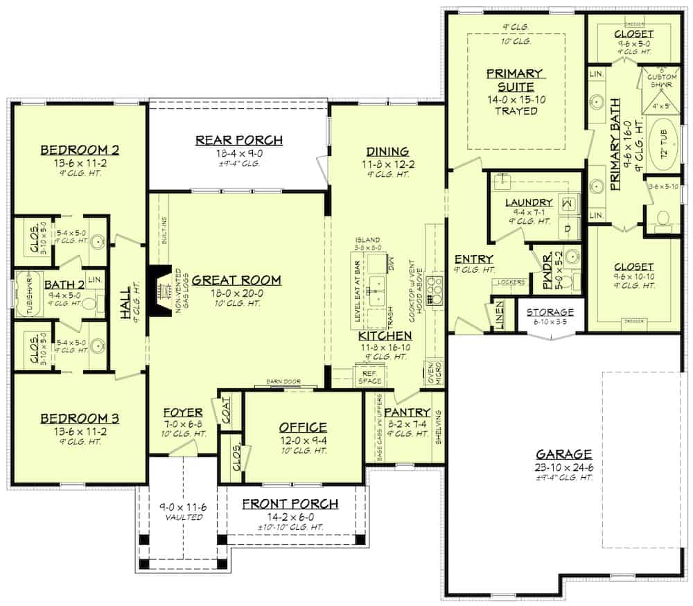 Floor Plan Main Level of Contemporary Plan #142-1247
