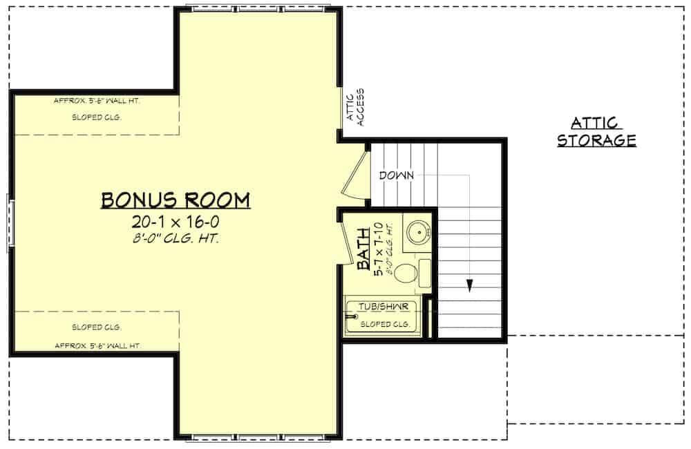 Floor Plan Bonus Room of Garage Plan #142-1248
