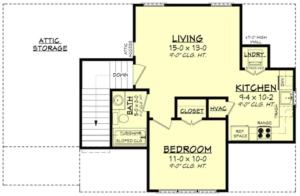 Floor Plan Upper Level of Garage Plan #142-1249