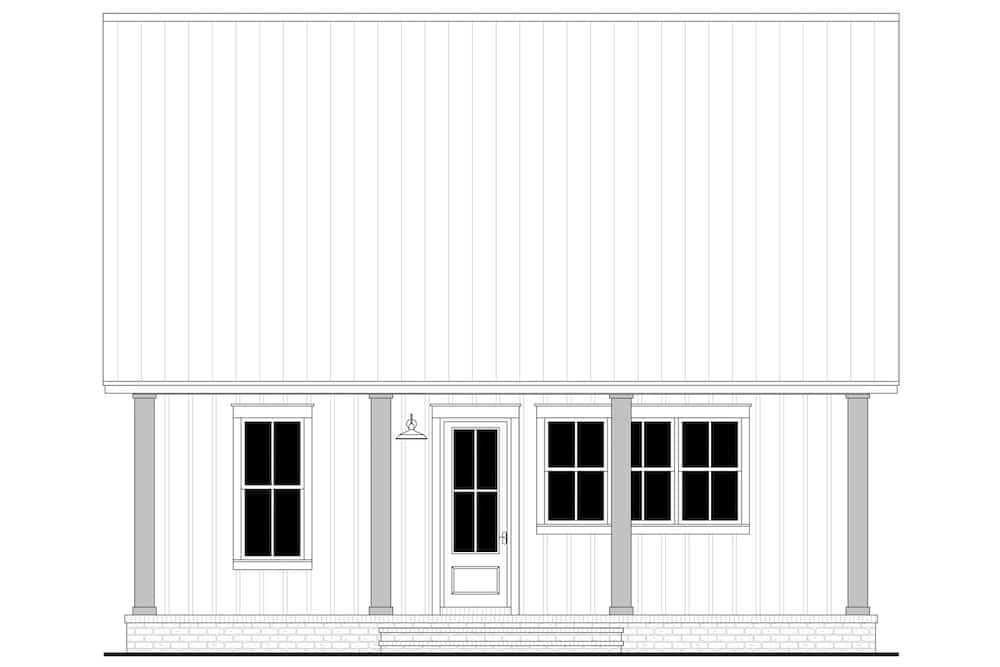 Home Plan Rear Elevation of this 2-Bedroom,1070 Sq Ft Plan -142-1250