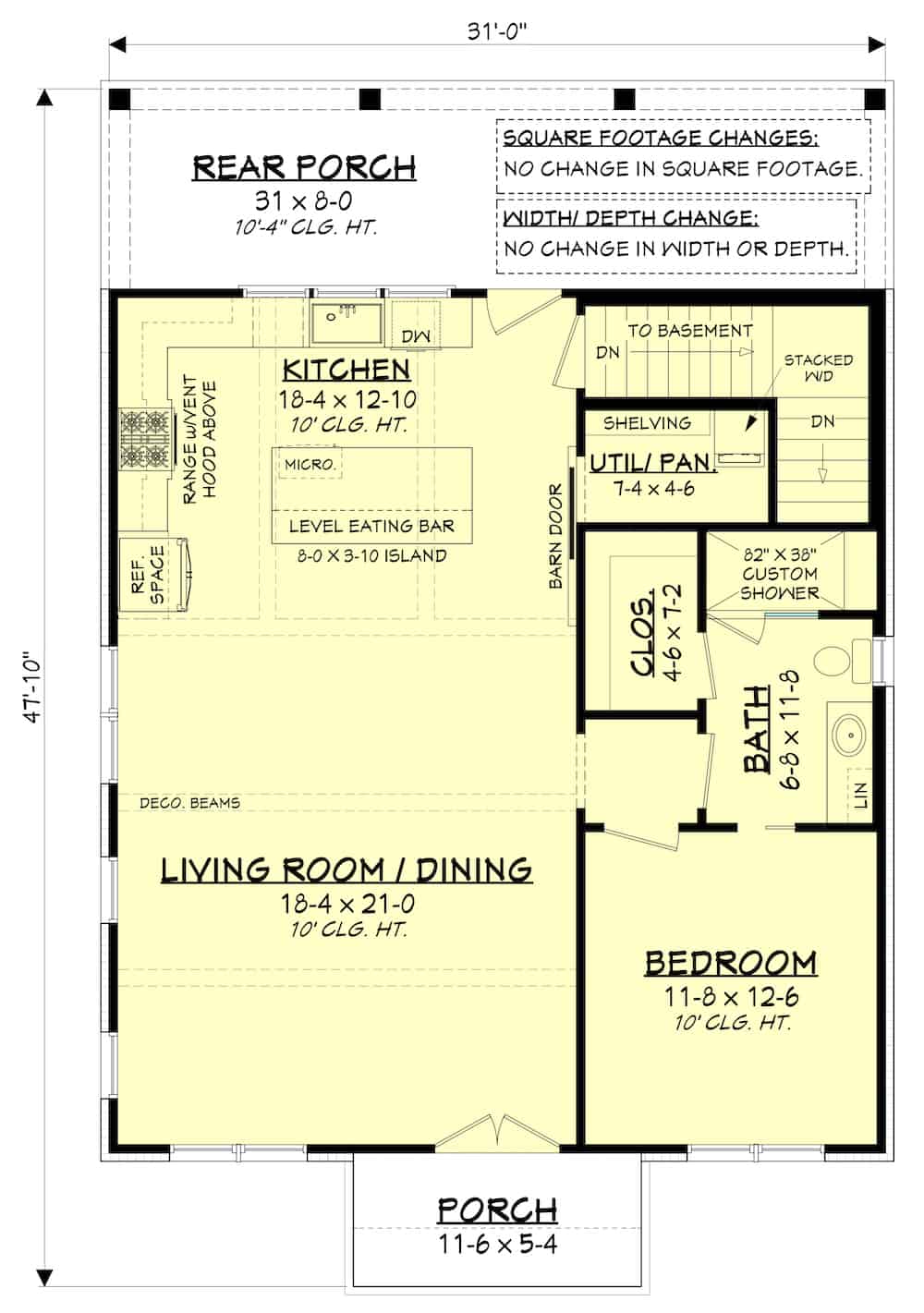 Floor Plan Main Level of Contemporary Plan #142-1250