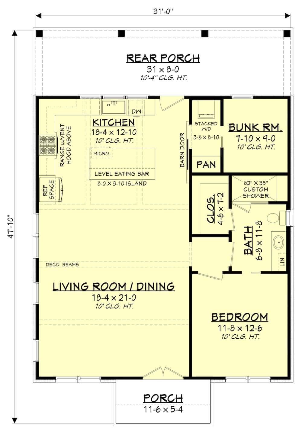 Floor Plan Main Level of Contemporary Plan #142-1250