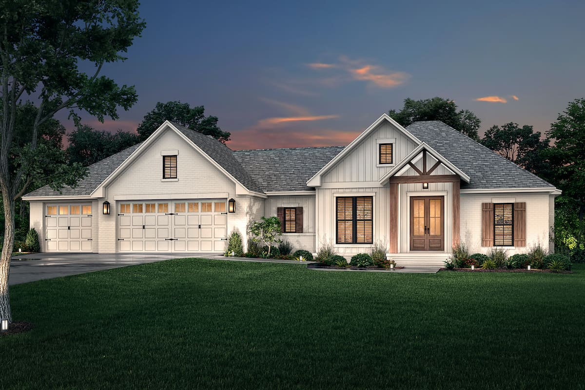 Home at Night of this 3-Bedroom, 2002 Sq Ft Plan - 142-1251