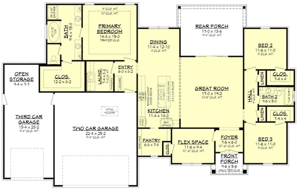 Floor Plan Main Level of Contemporary Plan #142-1251