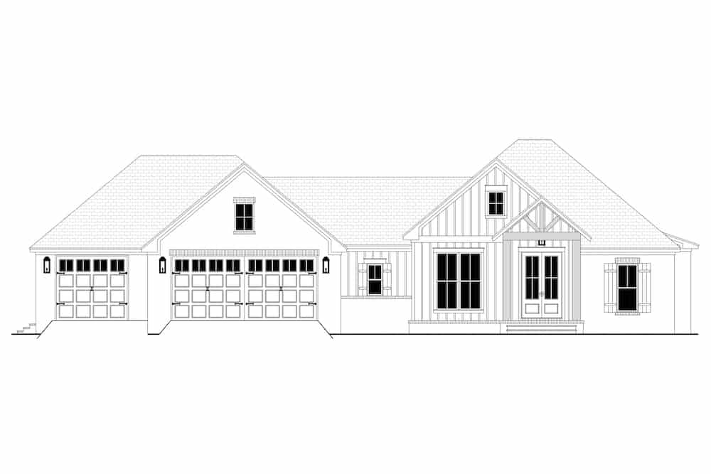 Home Plan Front Elevation of this 3-Bedroom,2002 Sq Ft Plan -142-1251