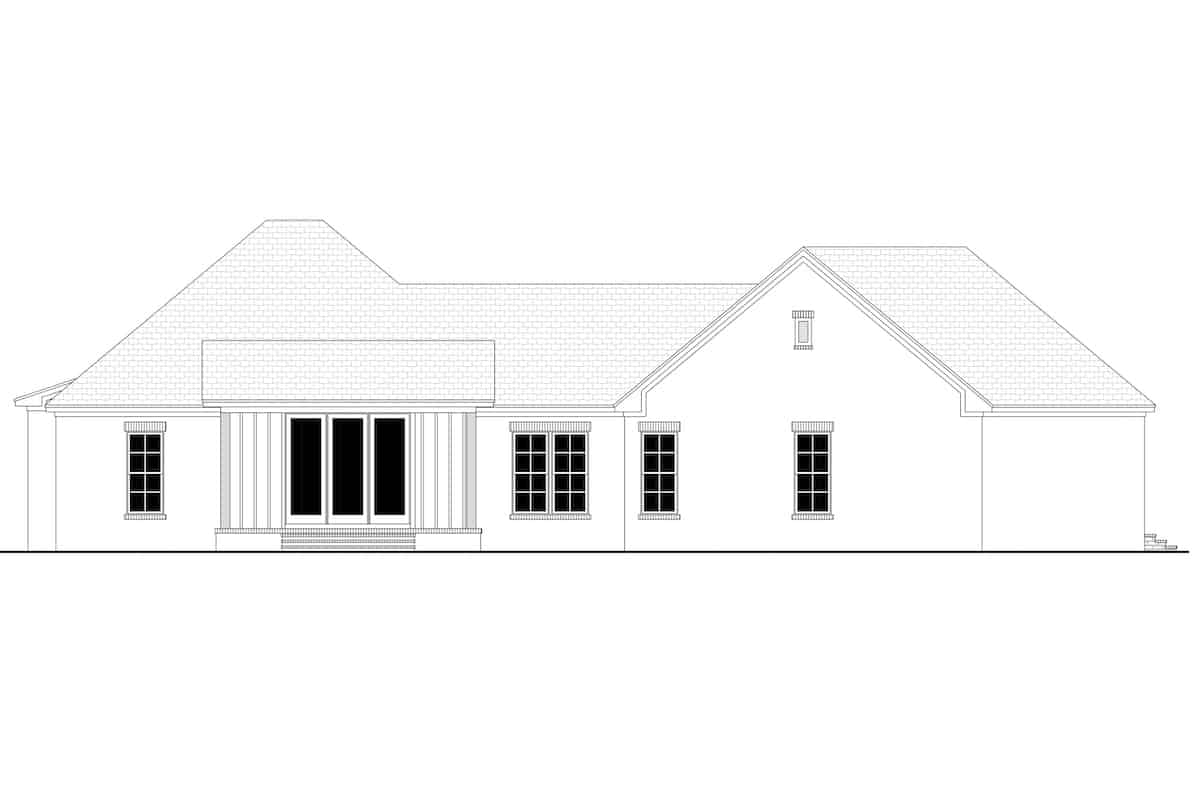 Home Plan Rear Elevation of this 3-Bedroom,2002 Sq Ft Plan -142-1251