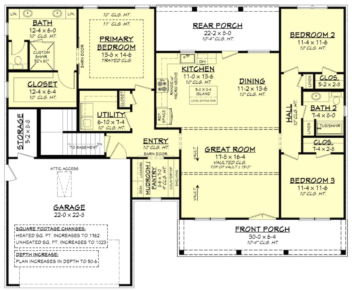Main Level of Contemporary Plan #142-1252