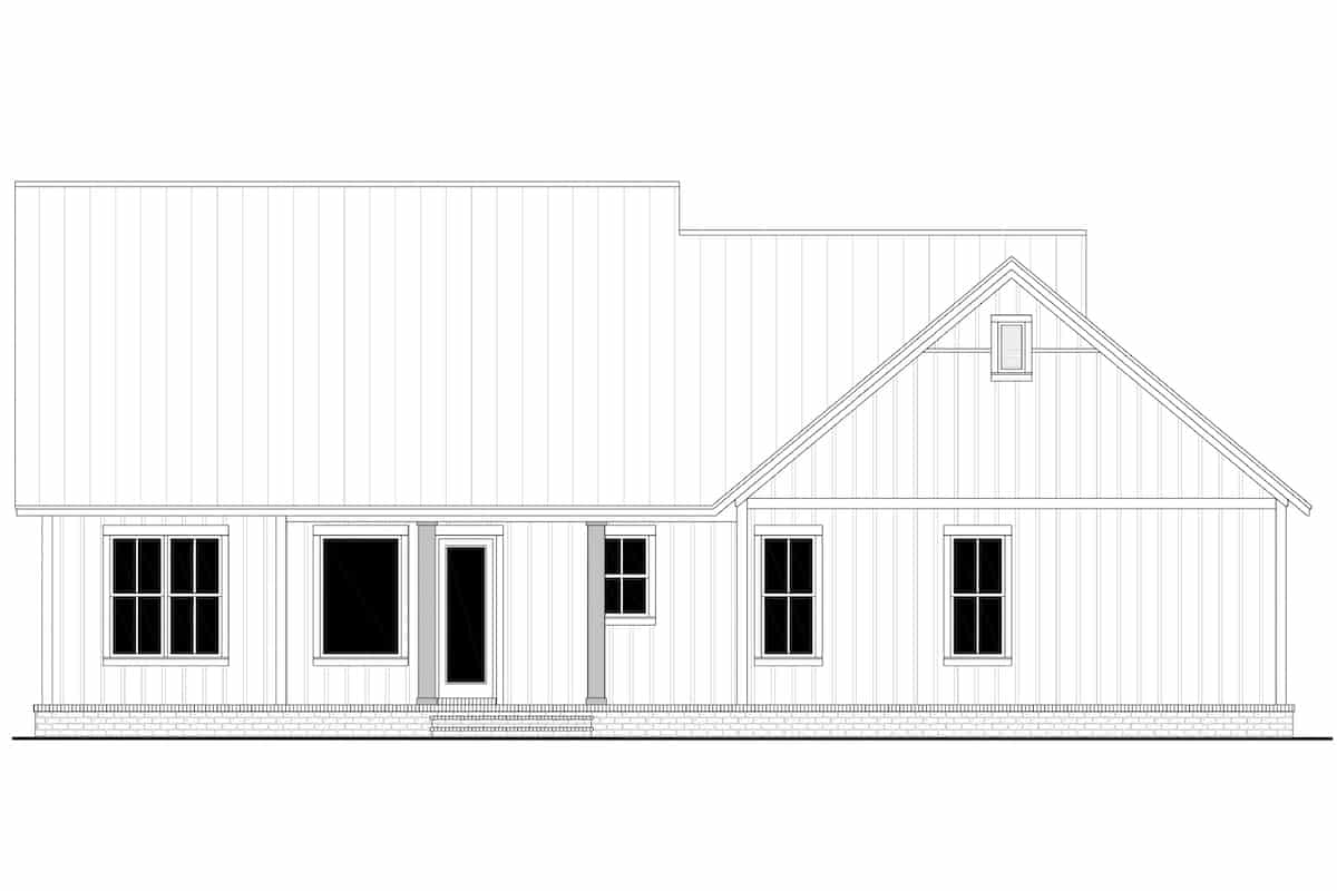 Home Plan Rear Elevation of this 3-Bedroom,1740 Sq Ft Plan -142-1252