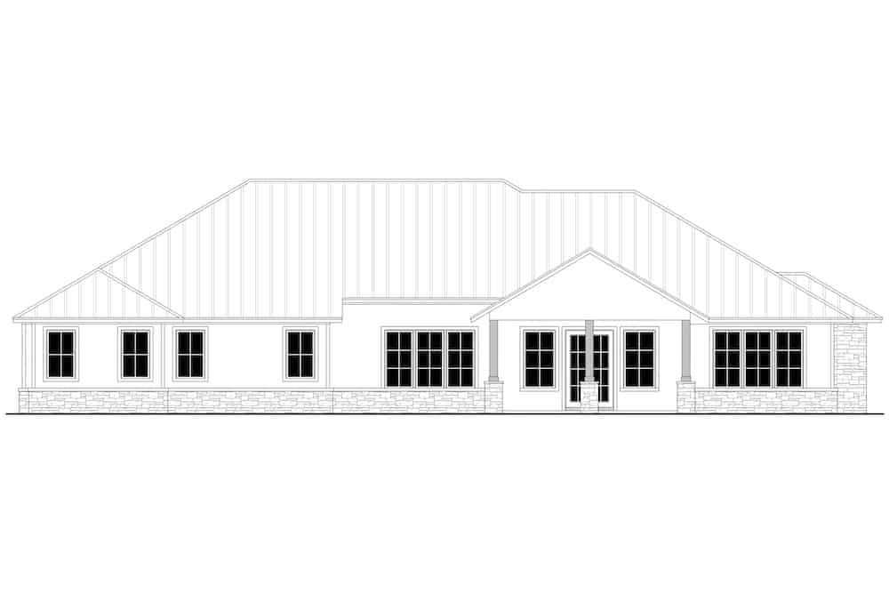 Home Plan Rear Elevation of this 3-Bedroom,2974 Sq Ft Plan -142-1253