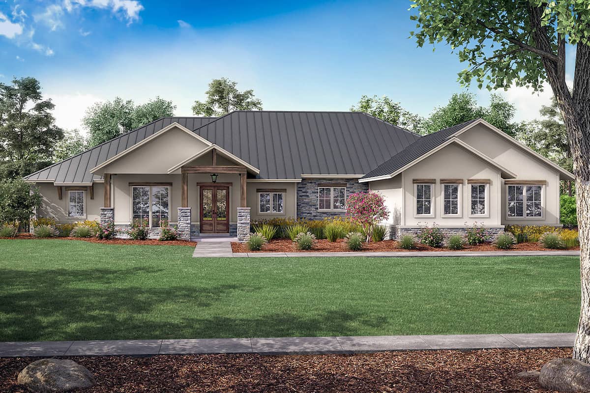 Ranch style house (ThePlanCollection: Plan #142-1253)